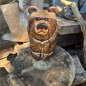 Handcrafted Wooden Bear Sculpture